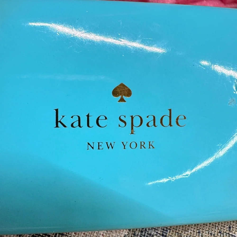 Kate Spade New York Hard Shell Turquoise/Green Eyewear Case w/signature logo